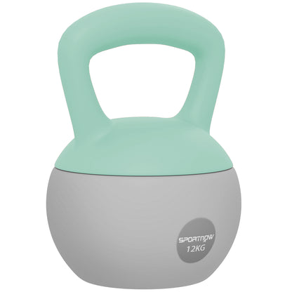 12KG Kettlebell with Soft Body and Non-Slip Handle, Grey and Green