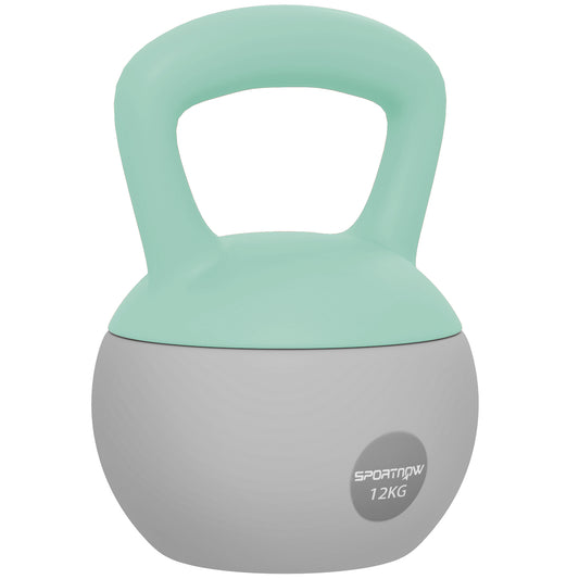 12KG Kettlebell with Soft Body and Non-Slip Handle, Grey and Green