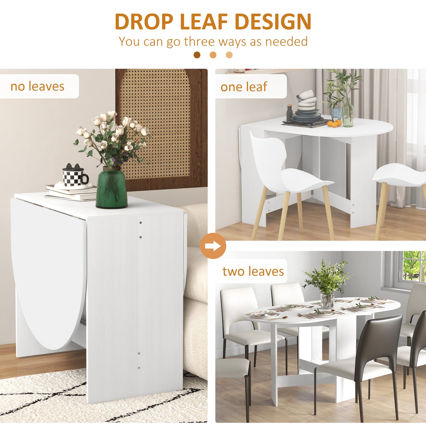 Oval Kitchen Table for Dining Room, Small Spaces, Ash Wood-Effect