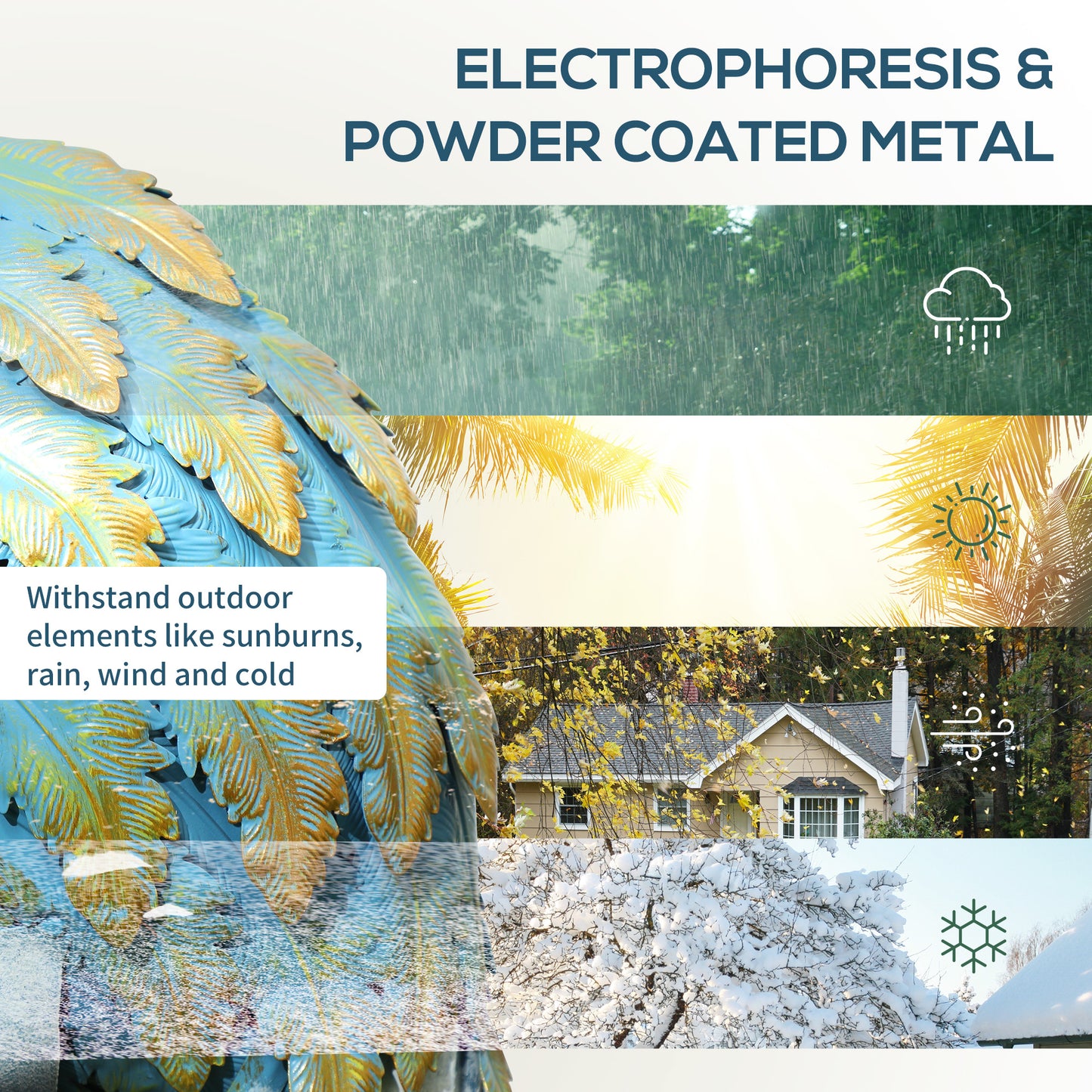 Heron Garden Statue, Metal Garden Gift with Stakes, Multi-Colour