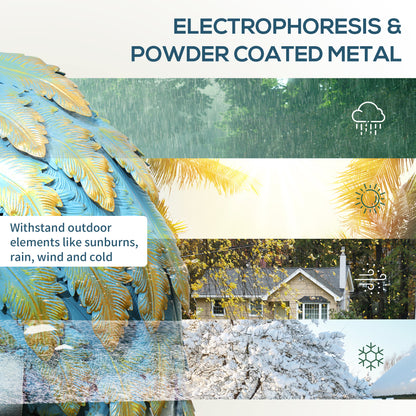 Heron Garden Statue, Metal Garden Gift with Stakes, Multi-Colour