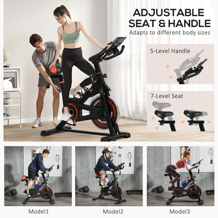 8kg Flywheel Exercise Bike with Adjustable Height, Resistance, Black