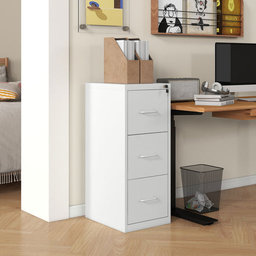 3 Drawer Filing Cabinet Steel File Cabinet for A4 Letter Size White