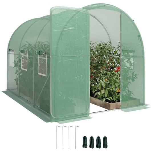 2 x 3 m Walk-in Polytunnel Greenhouse with 6 Windows, Garden Tunnel