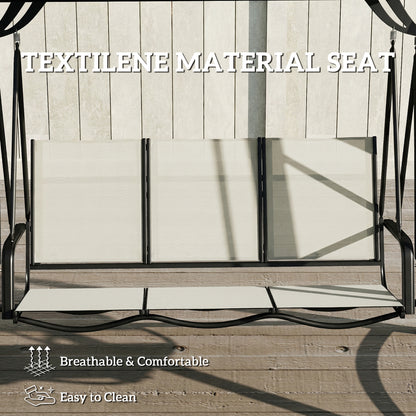 3 Seater Swing Chair, Garden Swing Bench with Adjustable Canopy