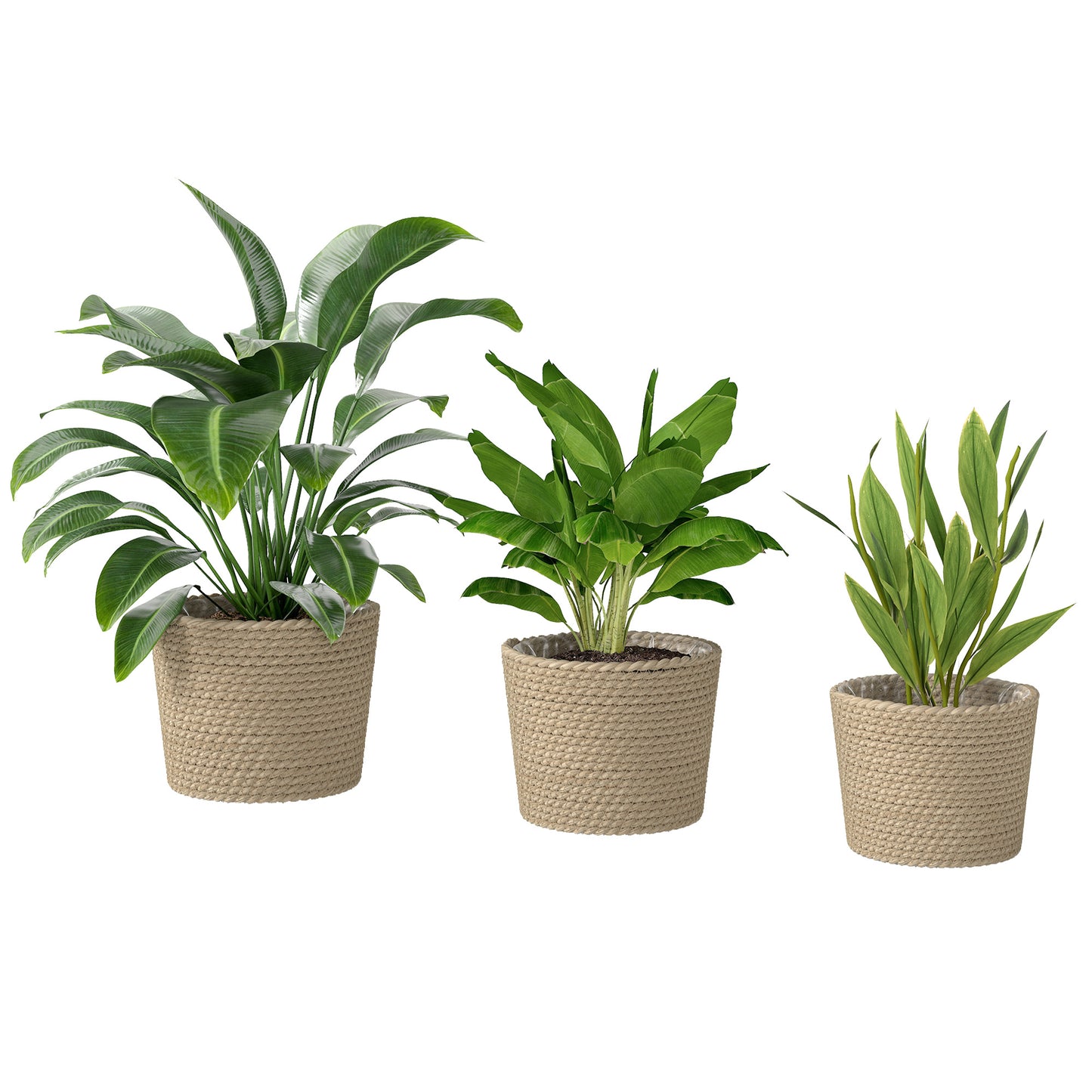 Seagrass Plant Pots Flower Planters Bohemian Style Set of 3 Natural