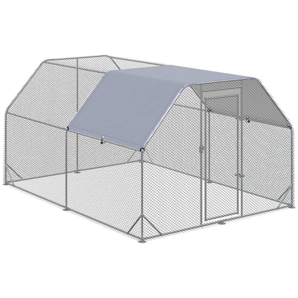 Chicken Run with Roof, Walk In Chicken Coop Run Cage for 10-12 Chickens, Hen House Duck Pen Outdoor, 380x280x195 cm