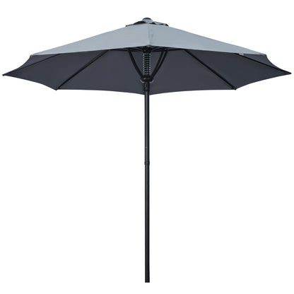 Garden Parasol Umbrella, Outdoor Market Table Umbrella Sun Shade Canopy with 8 Ribs, Grey