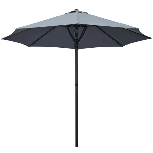 Garden Parasol Umbrella, Outdoor Market Table Umbrella Sun Shade Canopy with 8 Ribs, Grey