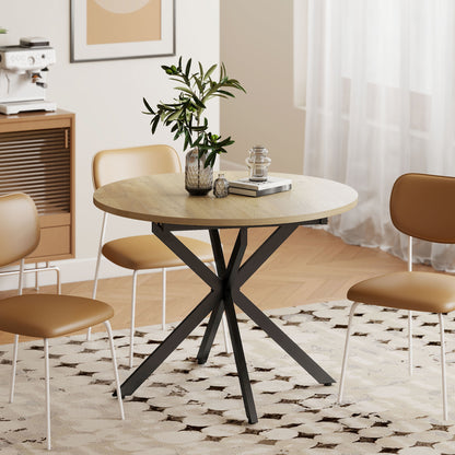 Extendable Dining Table for 4-6 with X-Shape Base, Natural Wood