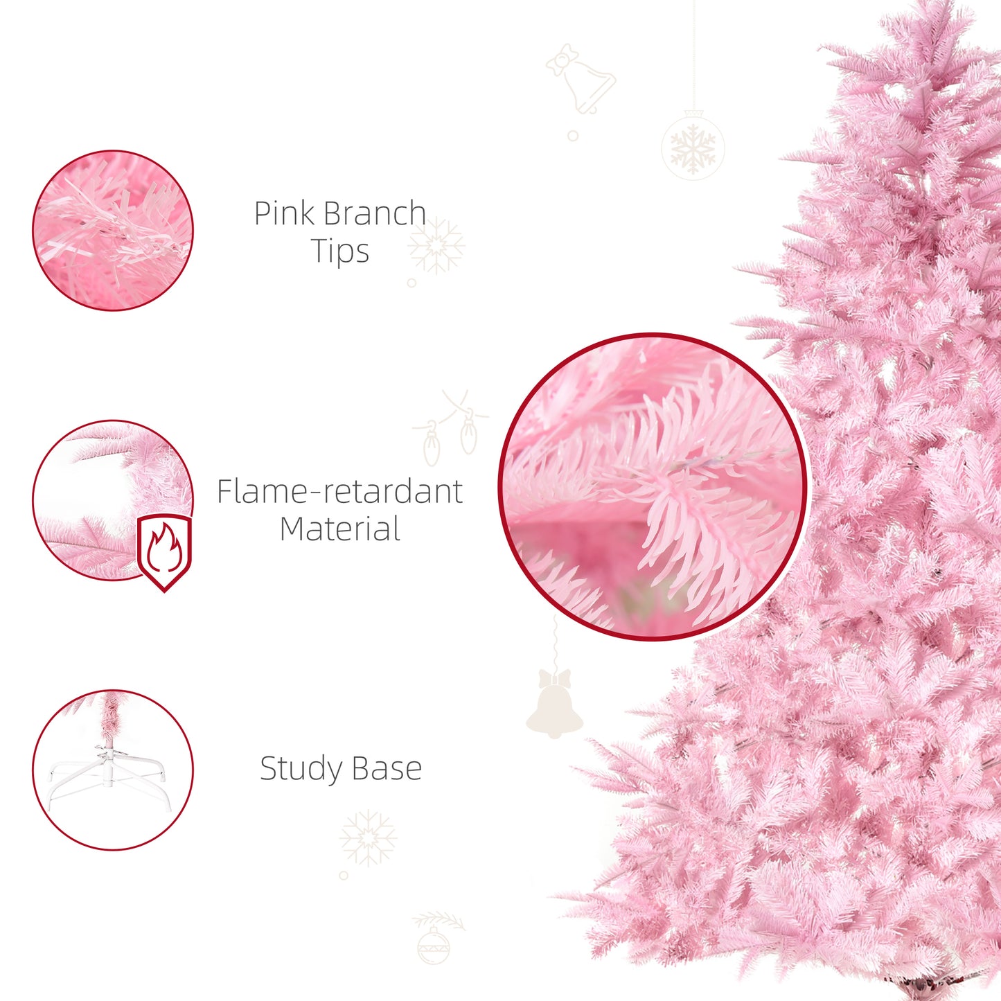 5FT Artificial Christmas Tree w/ Automatic Open for Home Party Pink