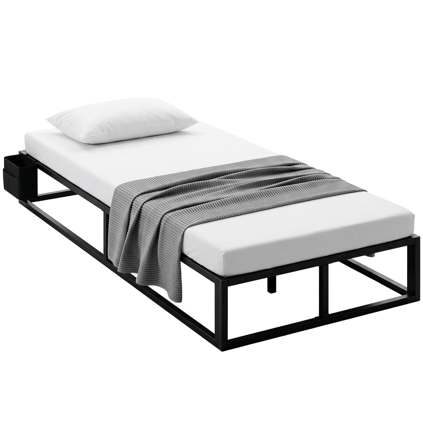 12 Slats Metal Platform Bed Frame with Storage Bag, Black