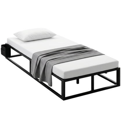 12 Slats Metal Platform Bed Frame with Storage Bag, Black