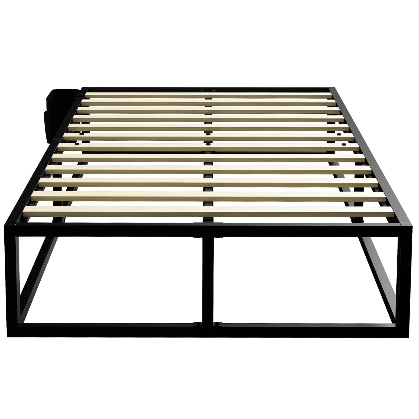 12 Slats Metal Platform Bed Frame with Storage Bag, Black