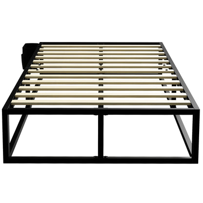 12 Slats Metal Platform Bed Frame with Storage Bag, Black