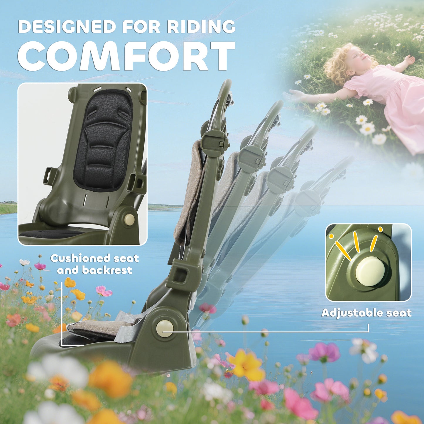 5 in 1 Foldable Kids Trike, Toddler Tricycle for 1-3 Years, Dark Green