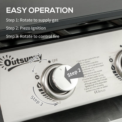 3 Burner Gas Plancha BBQ Grill with Lid, Black