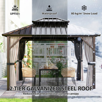 3 x 3.6 m Hardtop Gazebo Canopy with Aluminium Frame, Garden Gazebo
