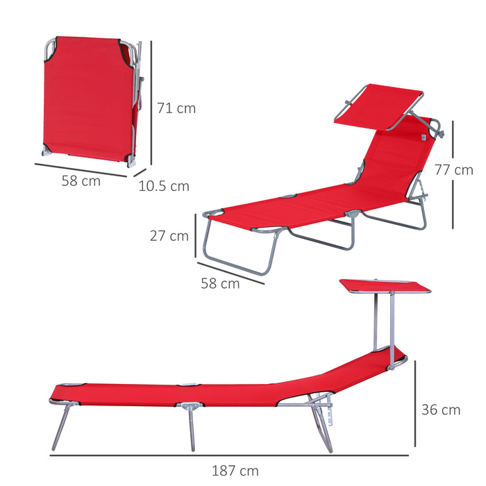 Folding Sun Lounger, Lounge Chairs Reclining Sleeping Bed with Adjustable Sun Shade Awning for Beach, Patio