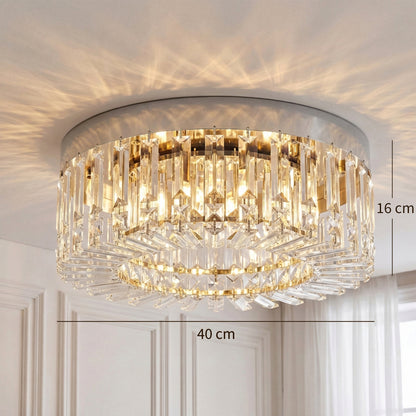 Crystal Ceiling Light with 160 Crystal Pendants, Silver Tone