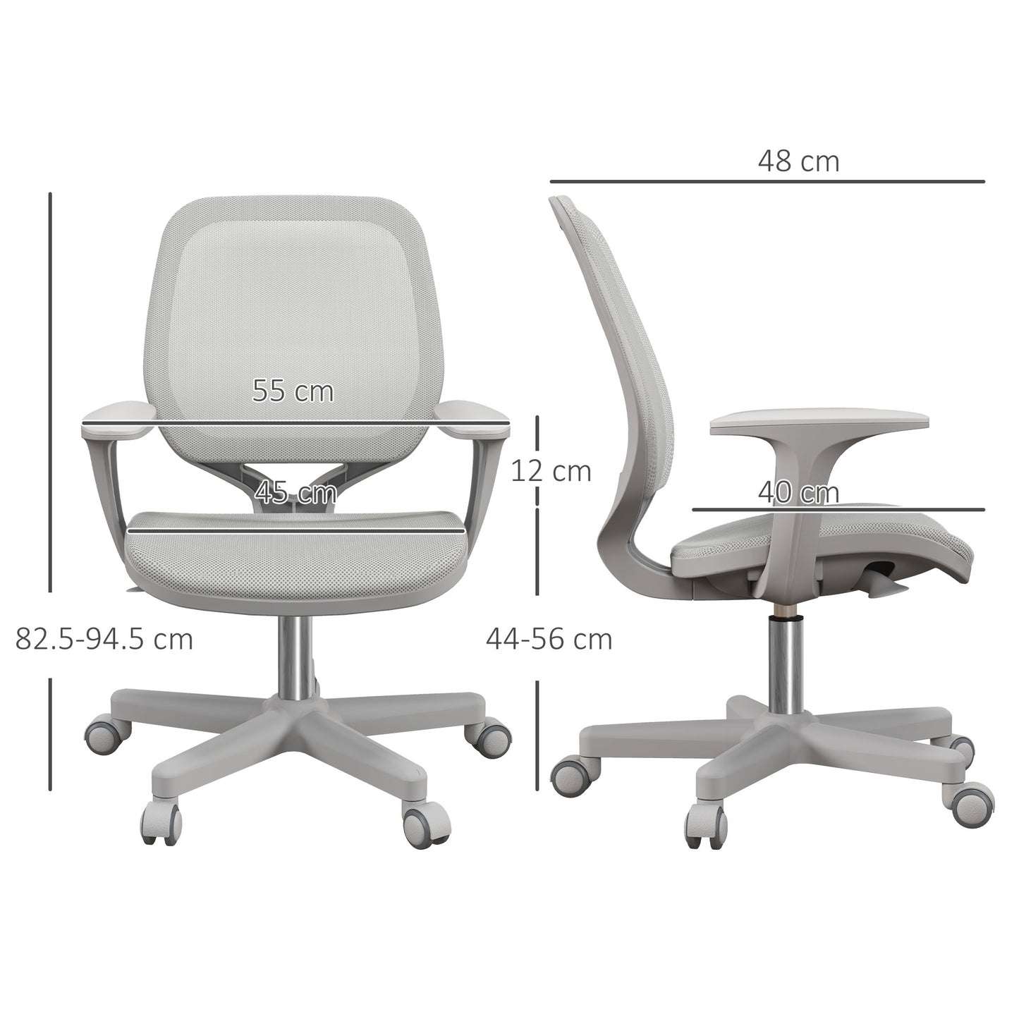 Office Chair, 360 Degree Swivel Desk Chair with Security Wheels, Grey