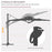 Garden Parasol, 3(m) Cantilever Parasol with Hydraulic Mechanism, Dual Vented Top, 8 Ribs, Cross Base, Grey