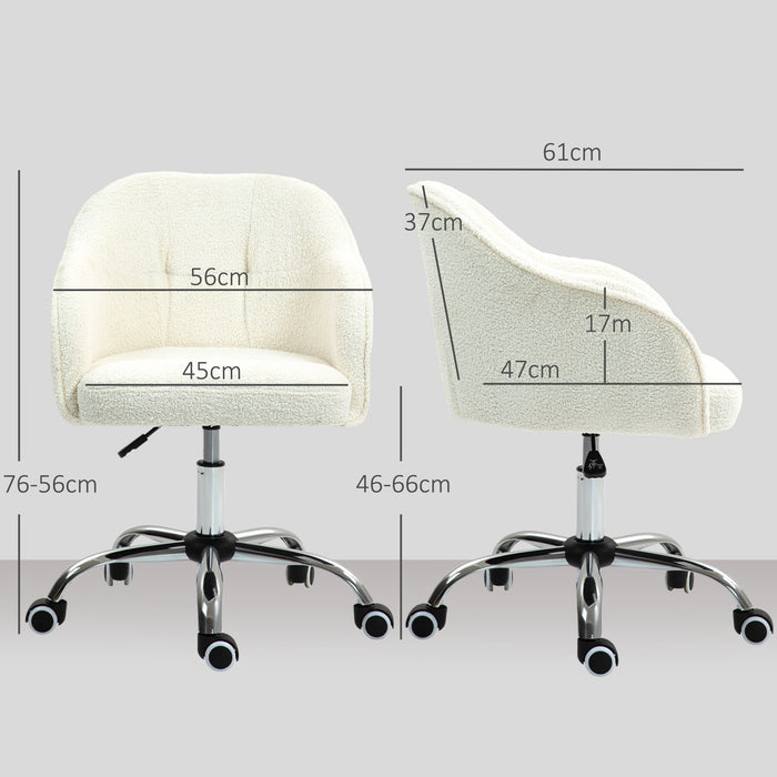 Fluffy Vanity Chair for Desk, with Height Adjustable, Wheels, Cream