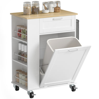 Kitchen Storage Trolley on Wheels with 2 Drawers, White