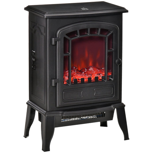 Freestanding Electric Fireplace Heater W/ Realistic Flame Effect Black