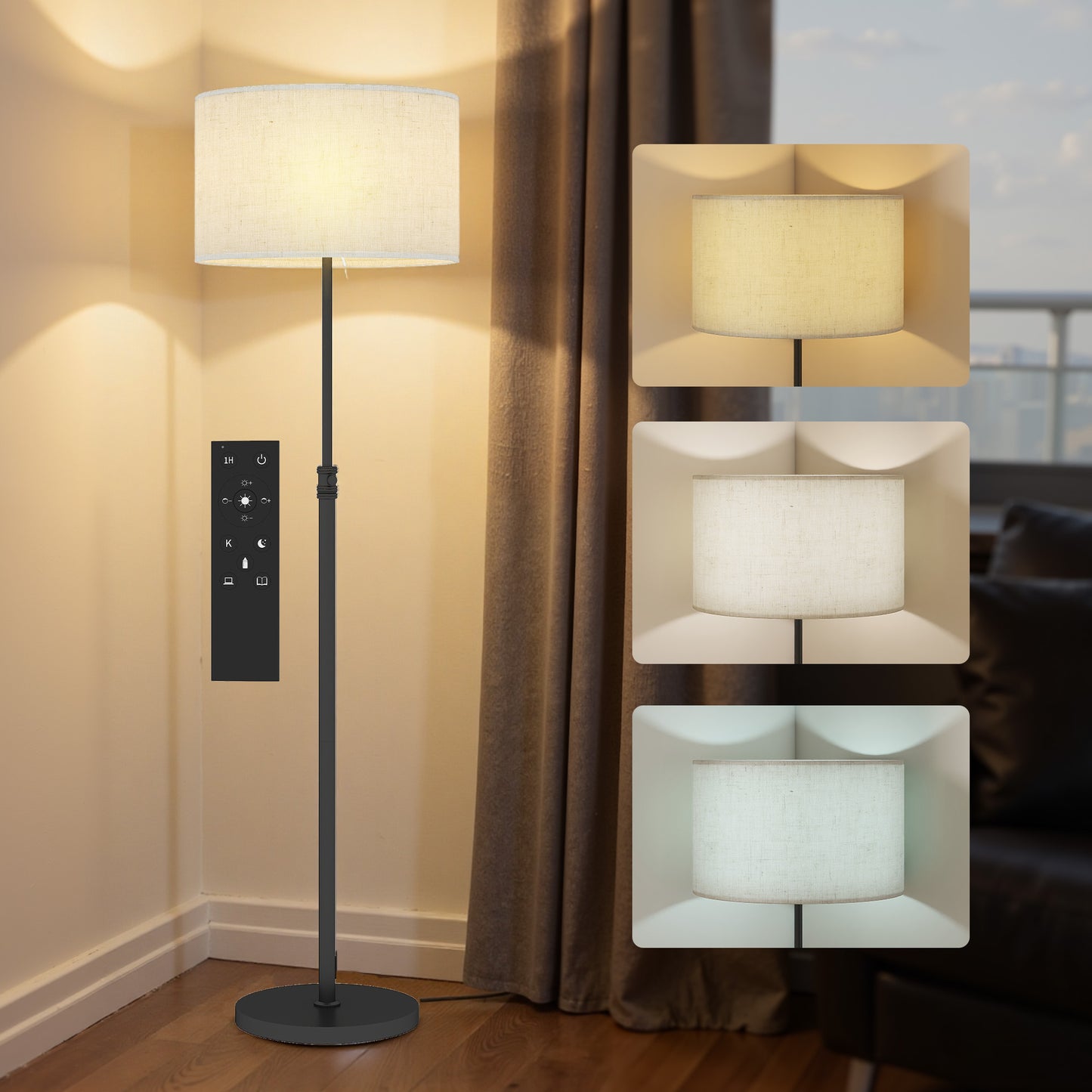 Modern Dimmable Standing Lamp with Adjustable Colour Temperatures