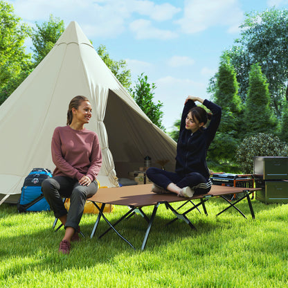 Double Camping Folding Cot Portable Sleeping Bed, Charcoal Khaki