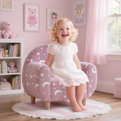 Kids Armchair, Glow in the Dark Single Chair for Bedroom, Pink