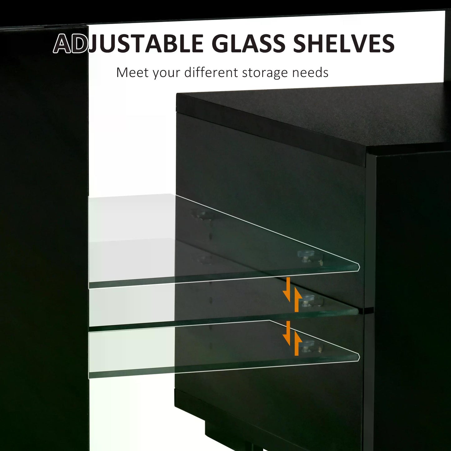 High Gloss TV Stand Cabinet with LED RGB Lights and Remote Control for 43"/50"/55" TV, Media TV Console Table with Storage Drawer and Shelf