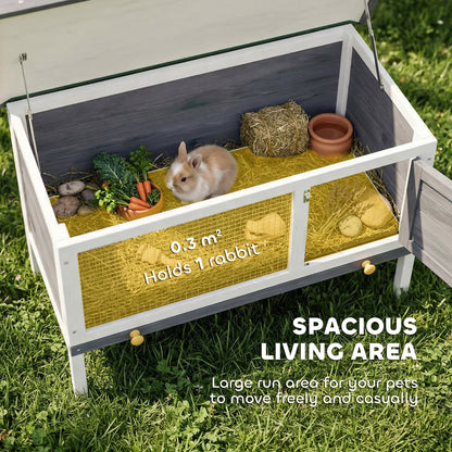 Rabbit Hutch, Guinea Pig Hutch Outdoor Cage w/ Asphalt Roof, Green