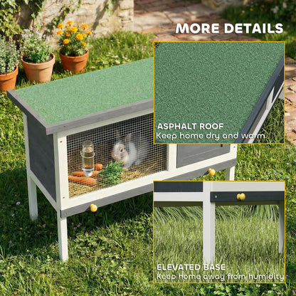 Rabbit Hutch, Guinea Pig Hutch Outdoor Cage w/ Asphalt Roof, Green