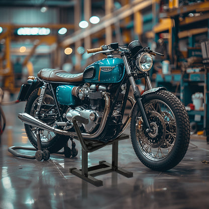 150KG Steel Motorbike Manual Jack Lift Rubber Platform Crank Lift