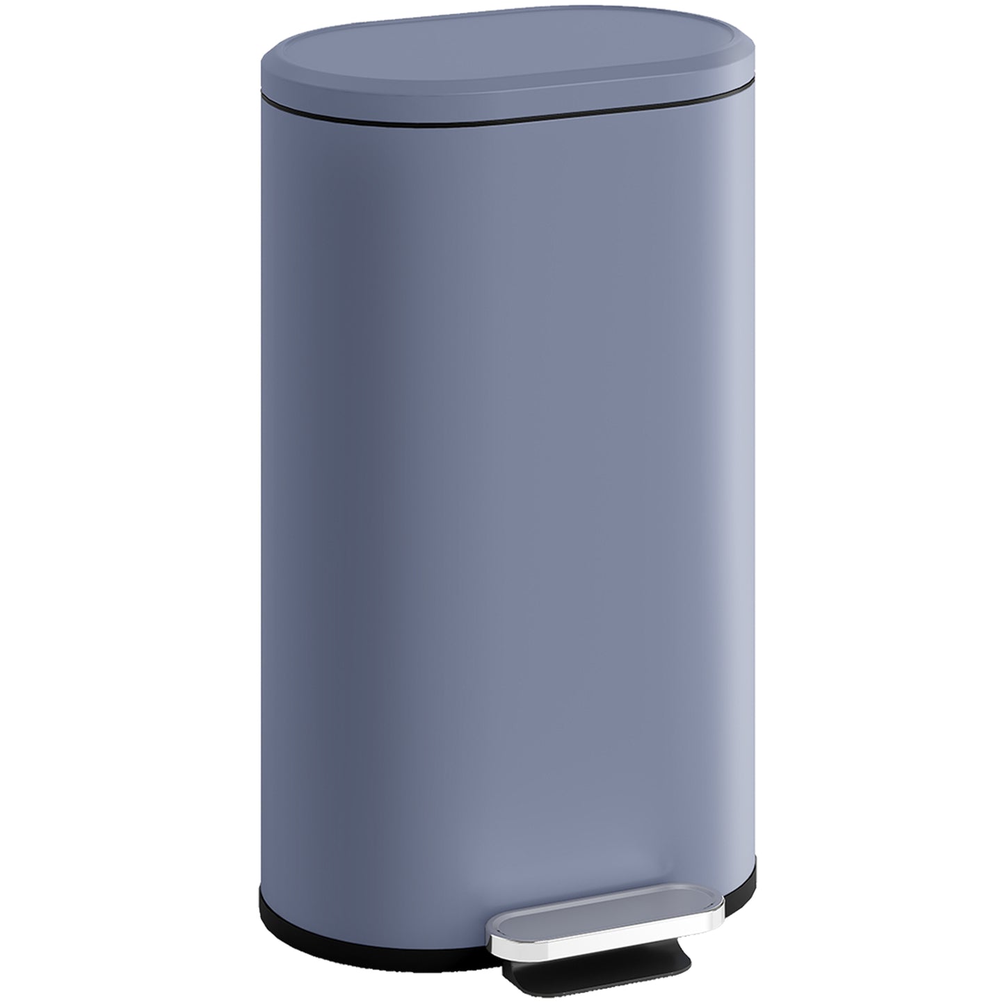 Slim Rectangular Pedal Bin with Soft-Close Lid, 30L Kitchen Bin, Grey
