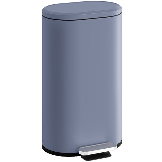 Slim Rectangular Pedal Bin with Soft-Close Lid, 30L Kitchen Bin, Grey
