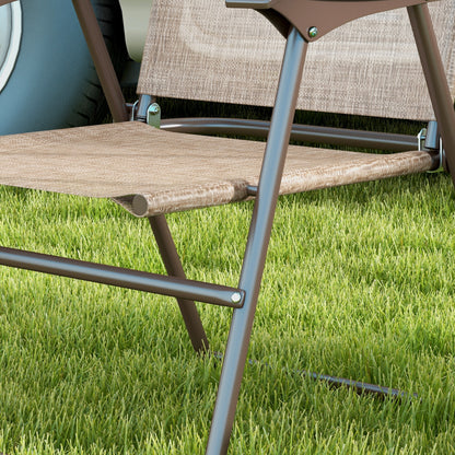 Folding Chairs Set, Breathable Mesh Fabric Seat, Mixed Brown