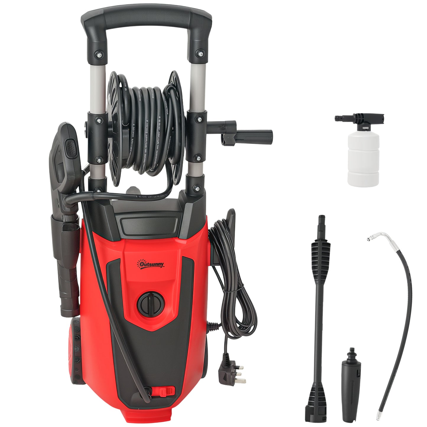 1800 W Power Washer 150 Bar Pressure with Adjustable Nozzle, Red