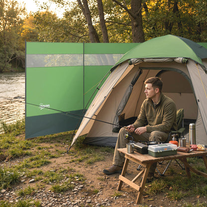 Camping Windbreaks with Clear Windows , 440 x 140cm, Army Green