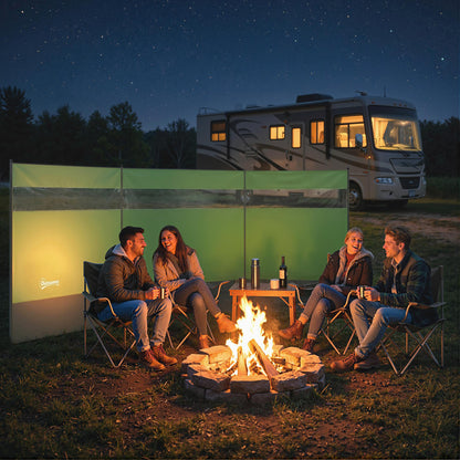 Camping Windbreaks with Clear Windows , 440 x 140cm, Army Green