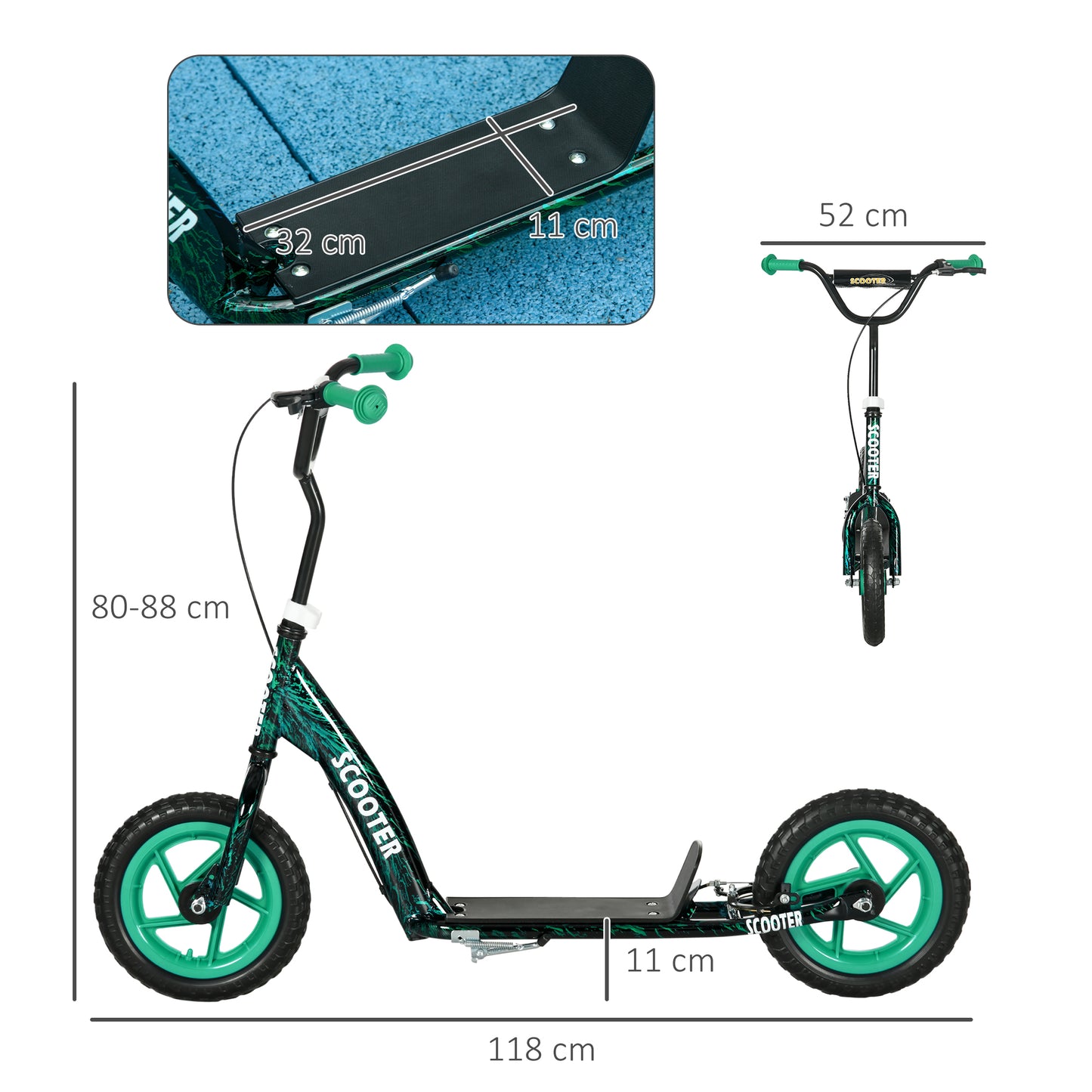 Kids Scooter with Adjustable Handlebar, Kick Scooter, Green