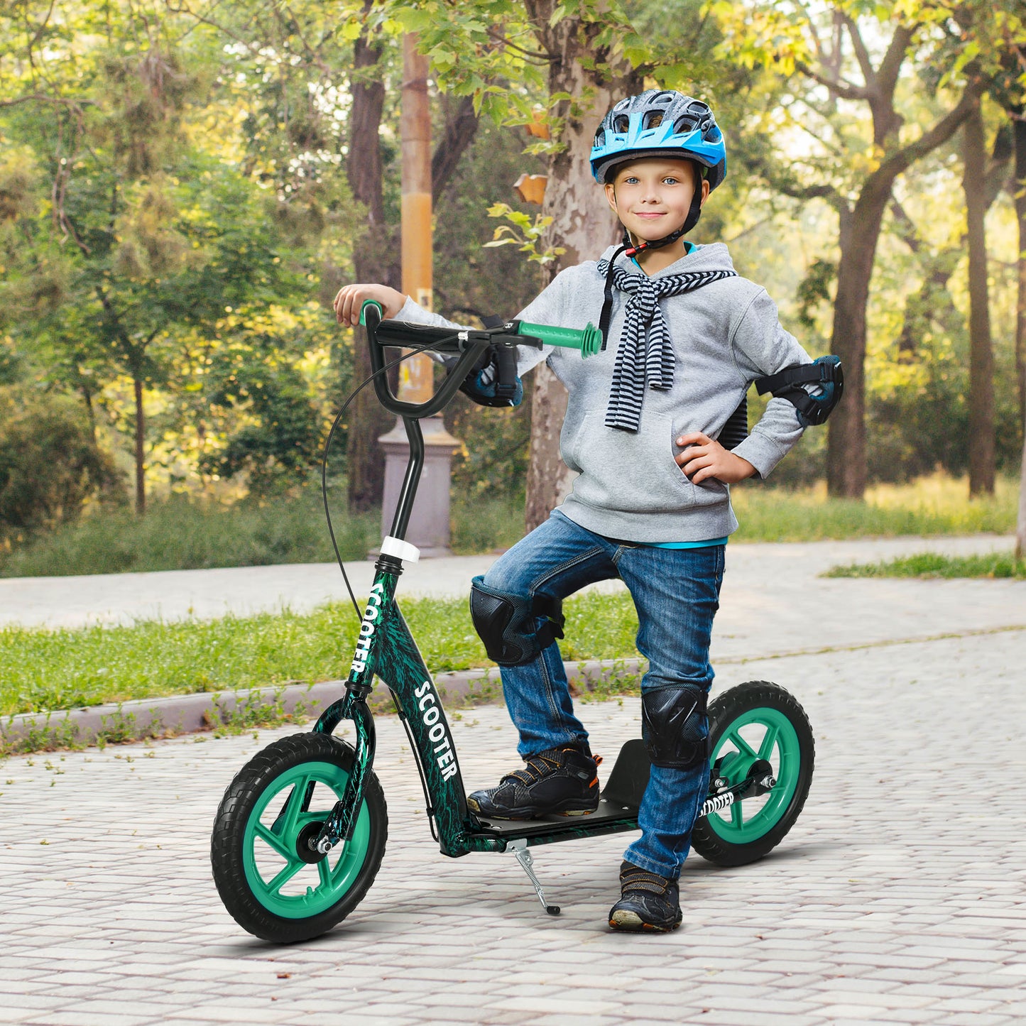 Kids Scooter with Adjustable Handlebar, Kick Scooter, Green