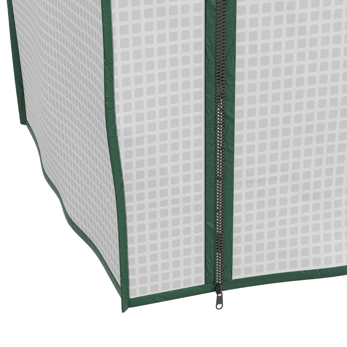 Portable Mini Greenhouse with Roll-up Door and Wire Shelves, White