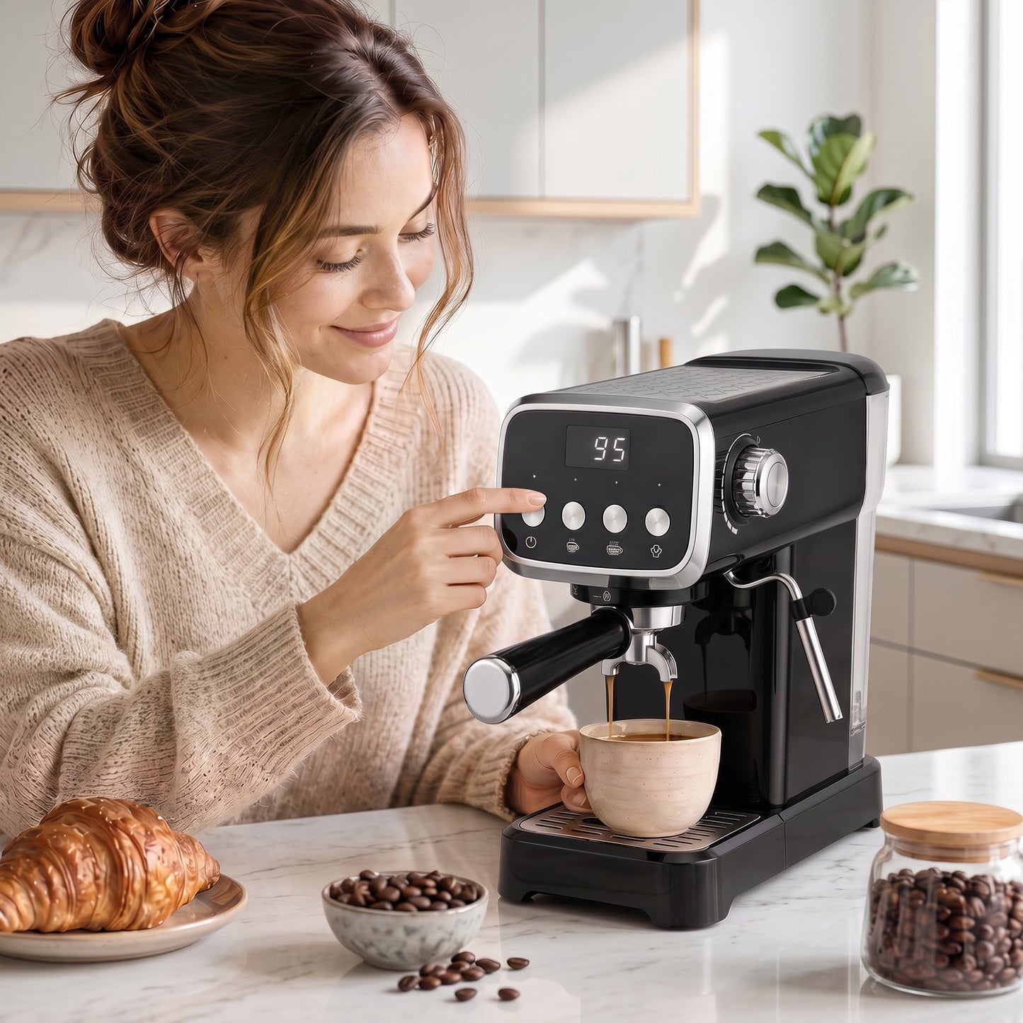 Espresso Machine with 20-Bar Pressure, Black