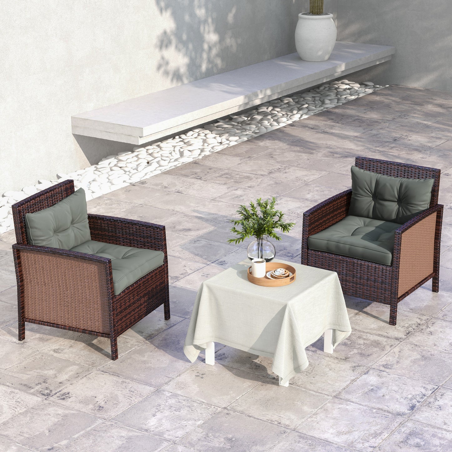 4-Piece Seat Cushions Back Pillows Replacement, Patio Chair Cushions Set for Indoor Outdoor, Grey