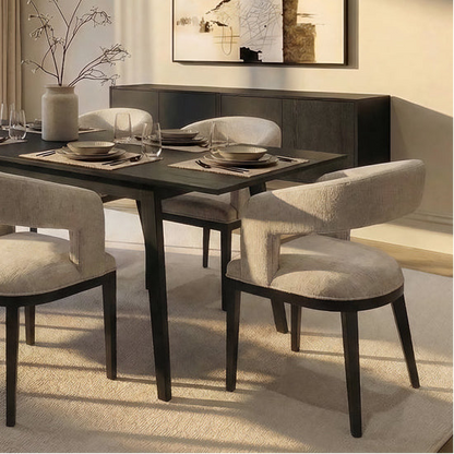 Madison Chenille Dining Chair with Black Frame - Light Taupe & Black