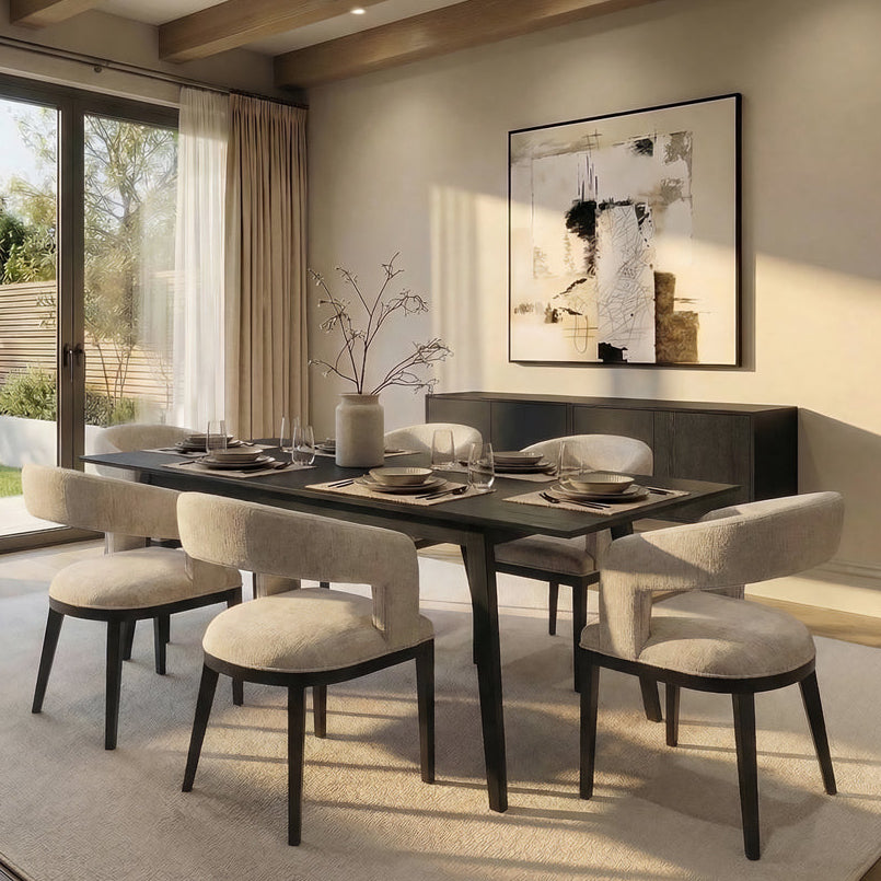 Madison Dining Chair - Light Taupe - Black frame