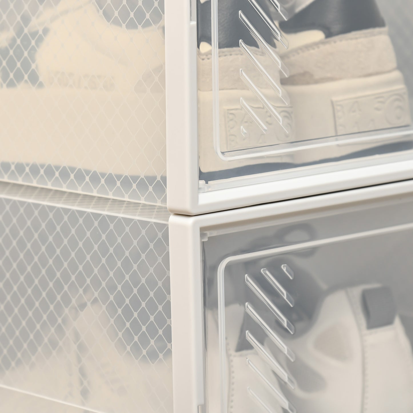 18PCS Stackable Clear Plastic Shoe Storage Box for UK/EU Size 8.5/43